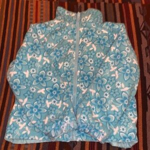 Kids reversible snow jacket with blue flowers